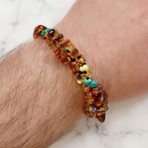 🦕🦖Amber/Turquoise Bead Bracelet: Jurassic World